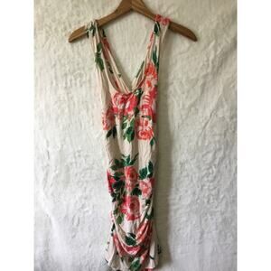 Anthropologie Cream Floral Eureka Racerback Dress